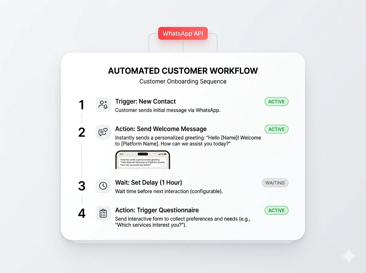 Automated WhatsApp customer workflow configured by AI Super